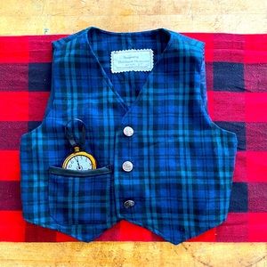 🕰 handmade plaid toddler vest with pocket watch